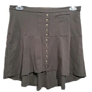 Nomads Hemp Wear Brown Mini Skirt Sz L Hemp Organic Cotton Blend Studded Front